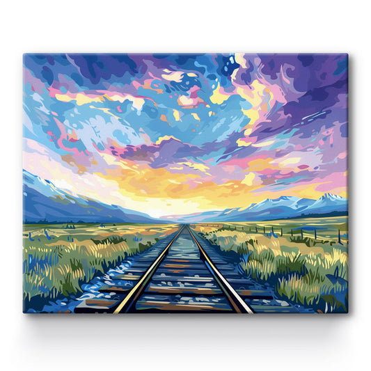 Railroad Tracks Fields Painting By Number 1