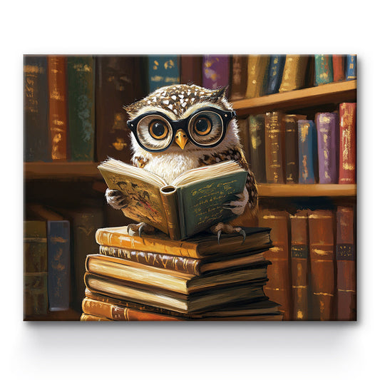 Owl Reading Book In The Study Painting By Number 1