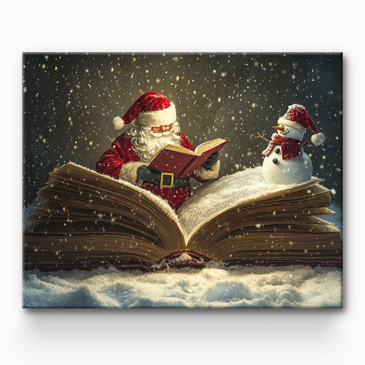 Santa Drinking Snowman Reading Painting By Number 1