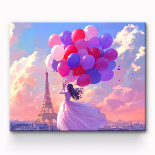 Paris Tower with Dream Girl Painting By Number 1