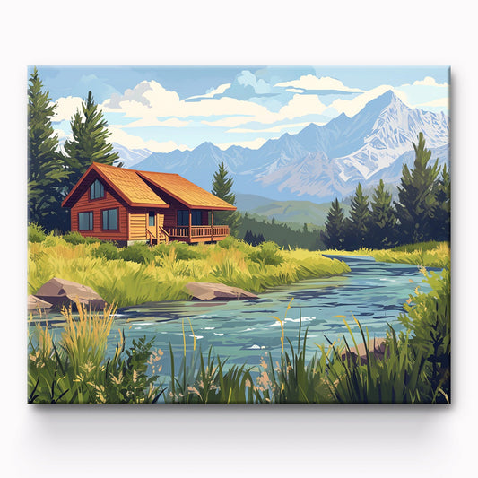 Lakeside Cabin Painting By Number 1