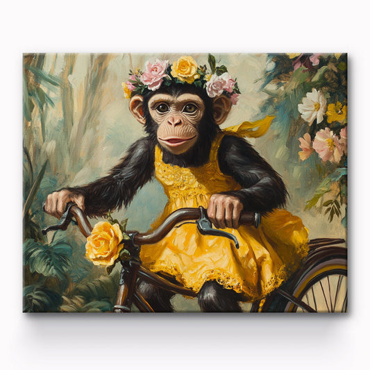 Monkeys Practicing Riding Painting By Number 1