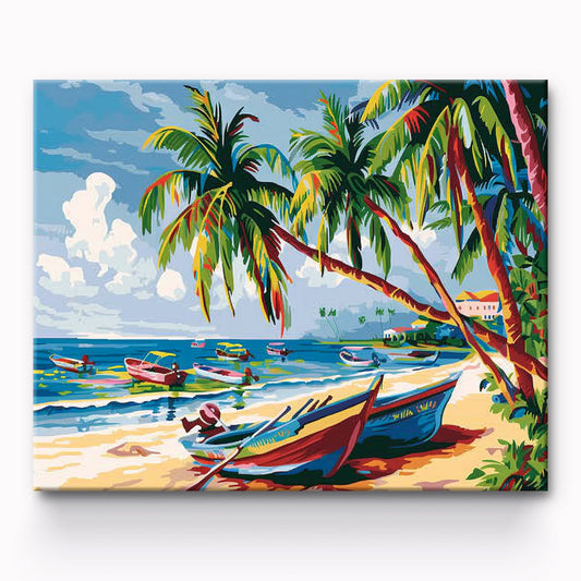 Beach And Boat Painting By Number 1