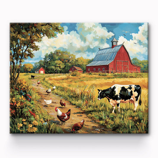 Farm With Animals Painting By Number 1