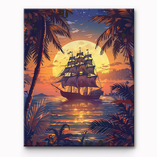 Sailboat Landscape Painting By Number 1