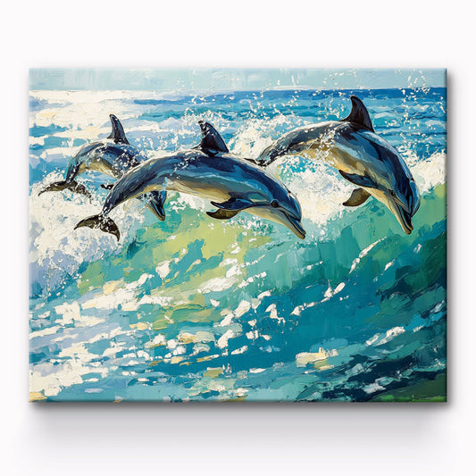 Dolphin Swimming In The Sea Painting By Number 1