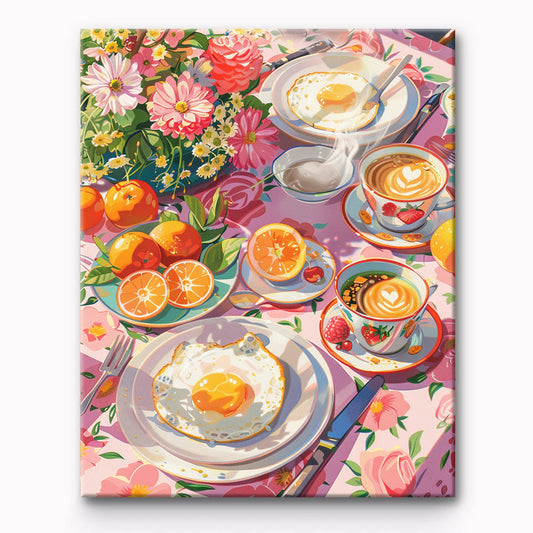 Enjoying Food Time Painting By Number 1
