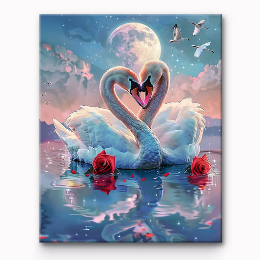 The Moon and The Swan Painting By Number 1