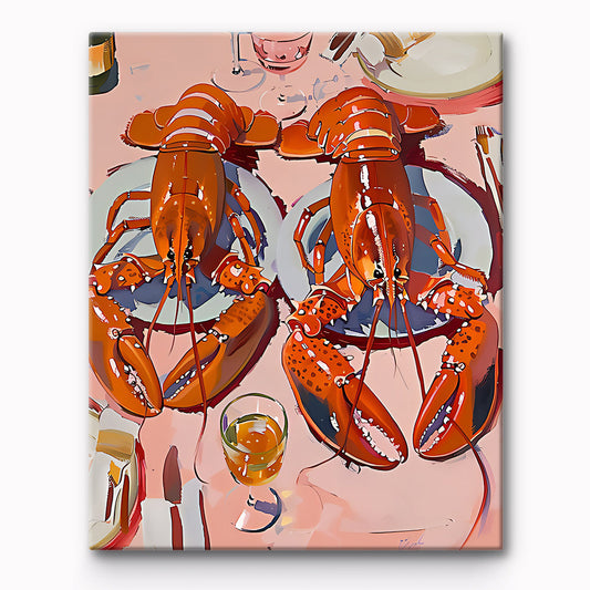 Two Big Lobsters Painting By Number 1