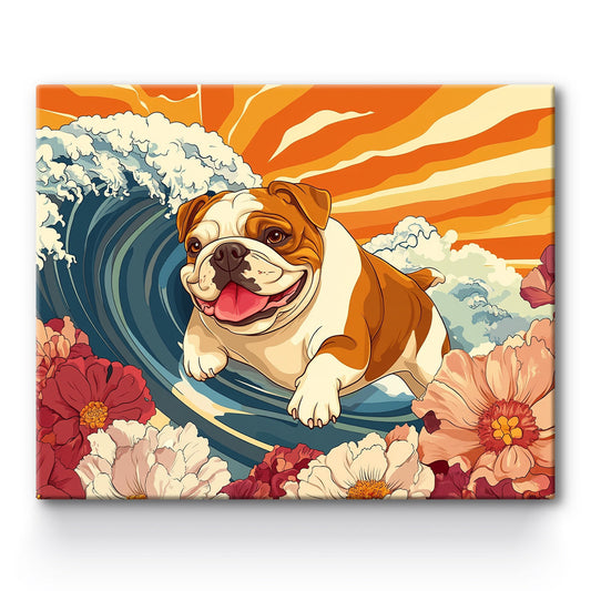 Surfing Bulldog Painting By Number 1
