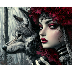Gust Girl and the Grey Wolf Painting By Number 2