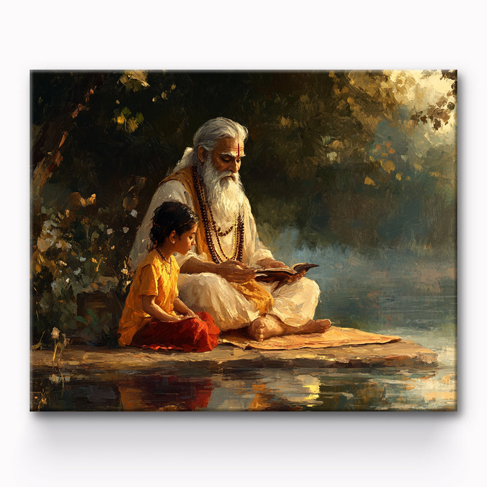 Meditator And Little Girl Painting By Number 1