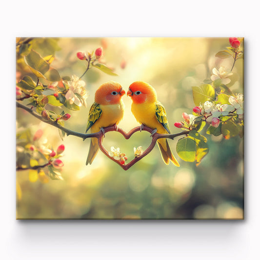 Parrot on Heart Shaped Branch Painting By Number 1