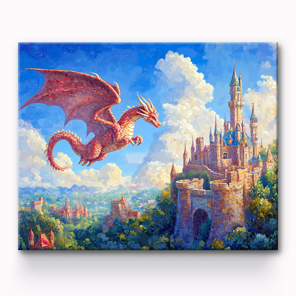 Castle With Dragons Painting By Number 1
