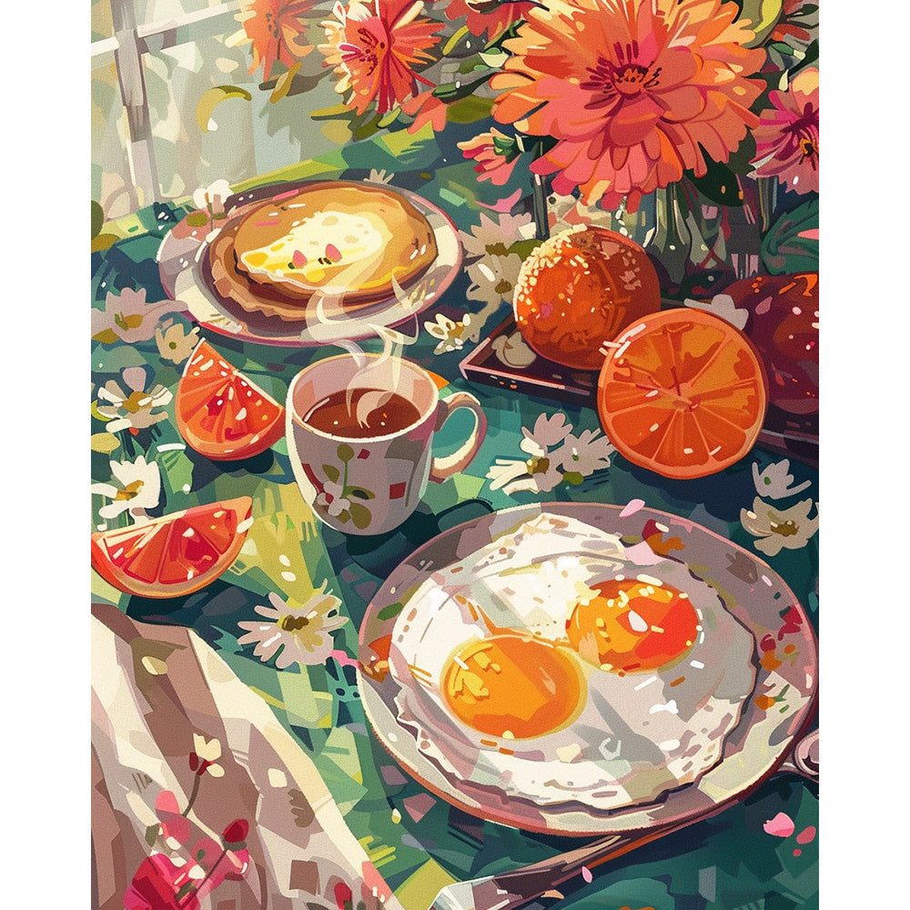 Enjoying Food Time Painting By Number 2