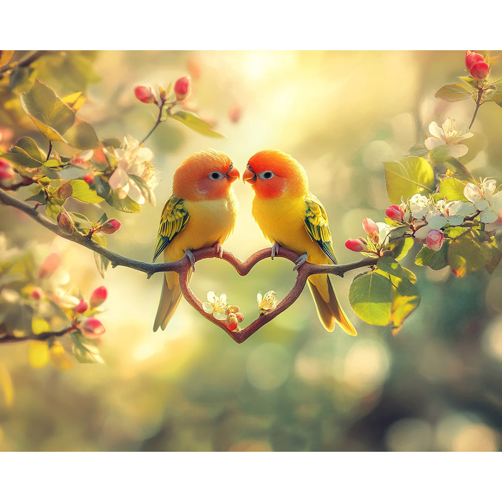 Parrot on Heart Shaped Branch Painting By Number 2