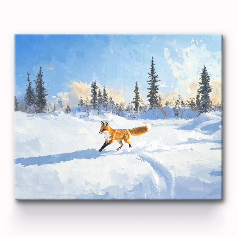Fox Running in the Snow Painting By Number 1