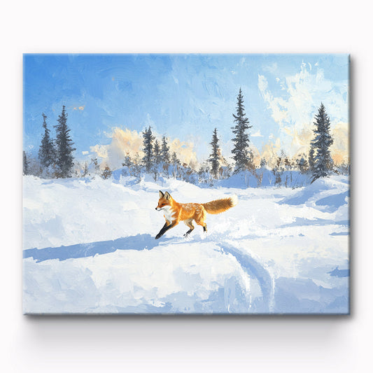 Fox Running in the Snow Painting By Number 1