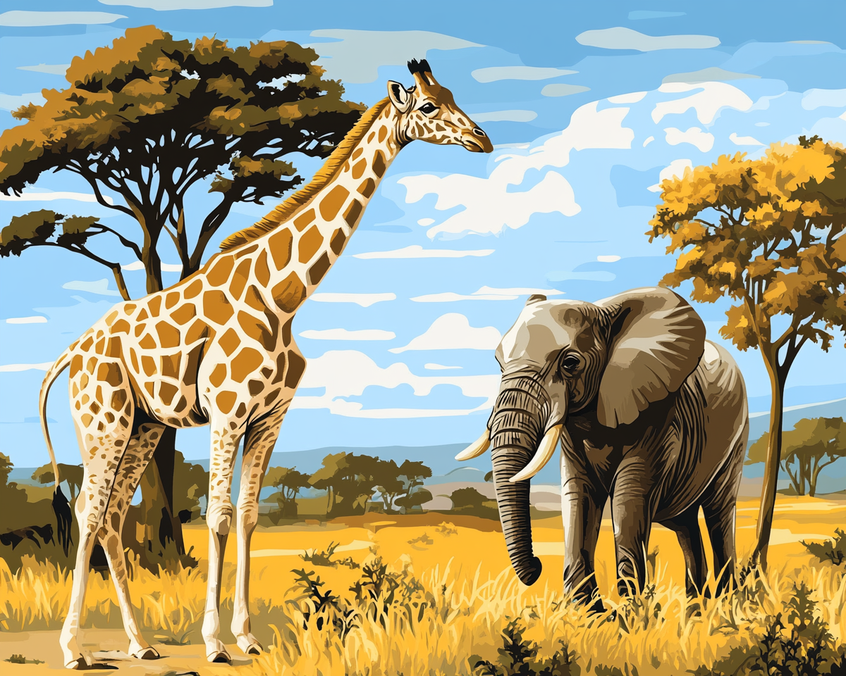 Giraffe and Elephant Painting By Number 2