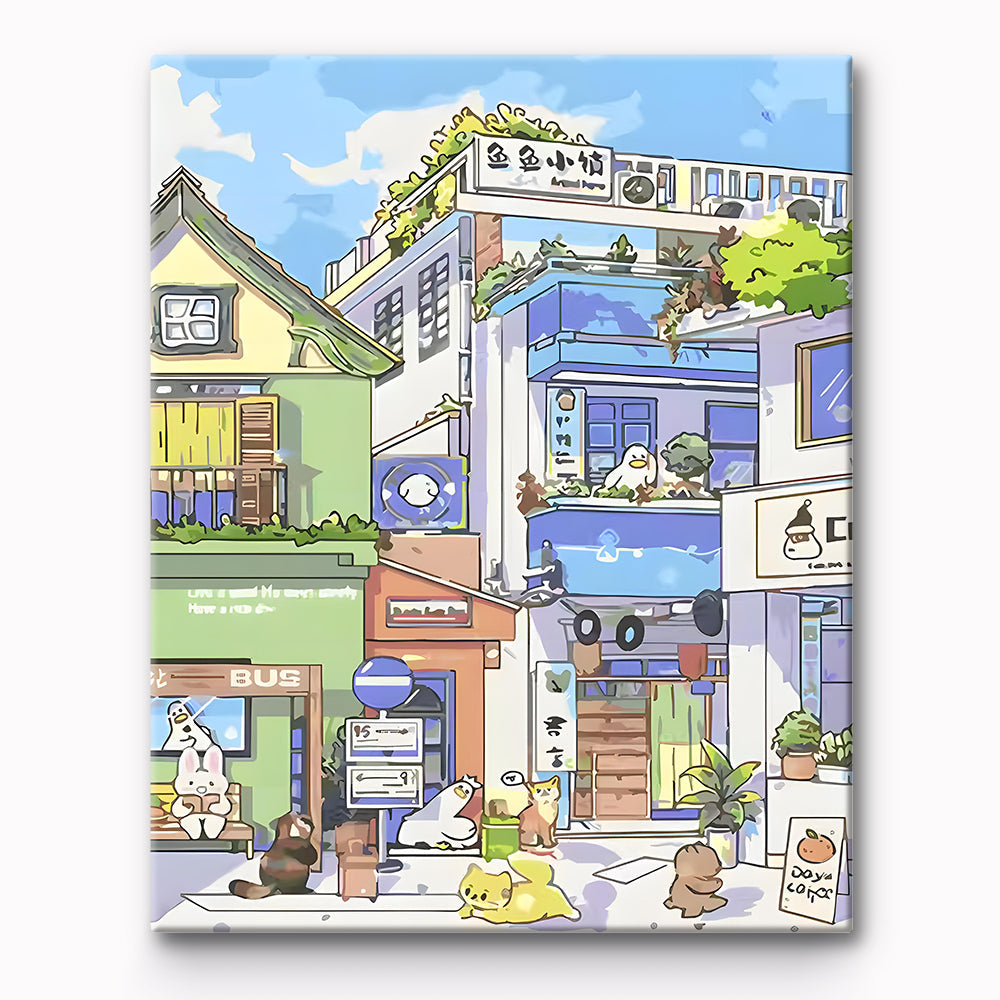 Cartoon Building Painting By Number 1