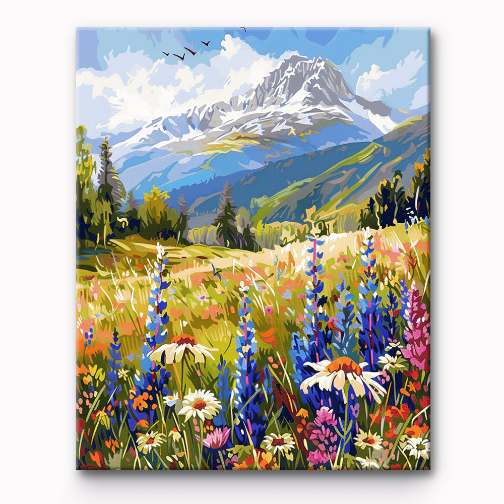 Landscape of the Flowering Mountains Painting By Number 1