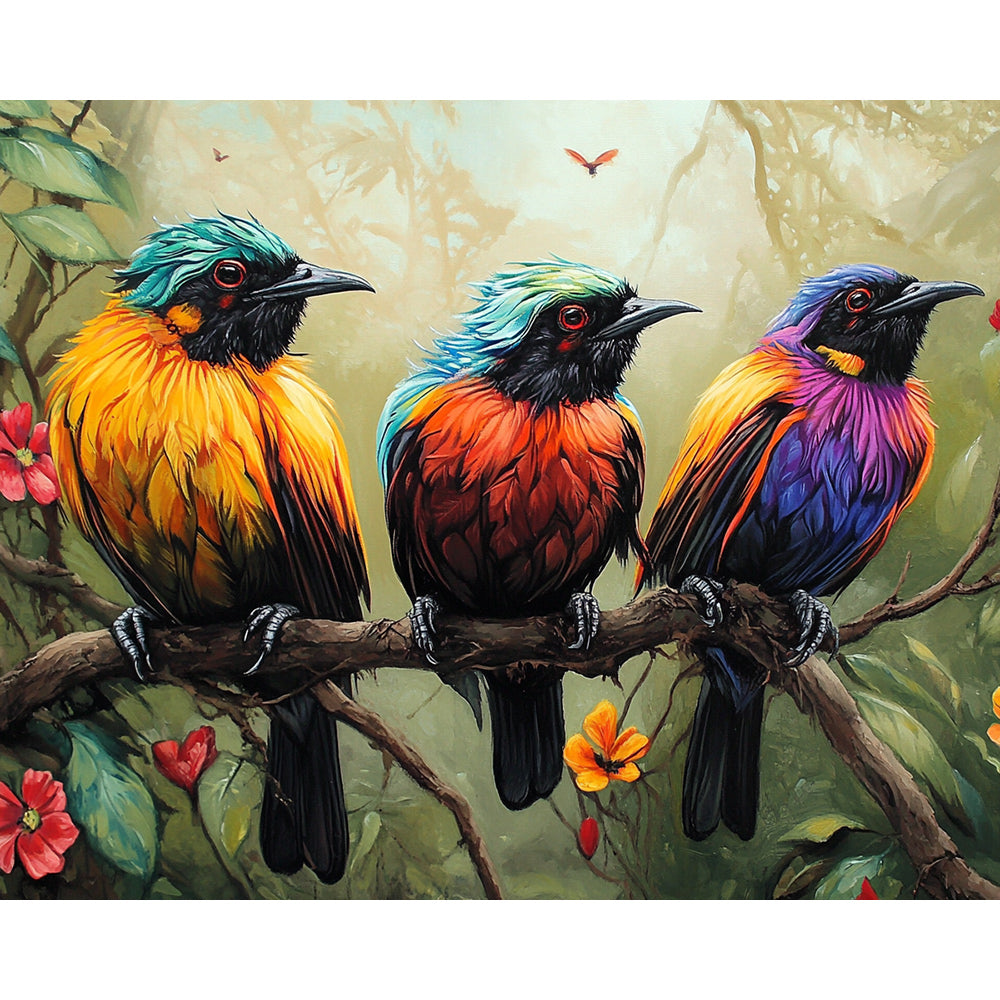 Three Bird Painting By Number 2