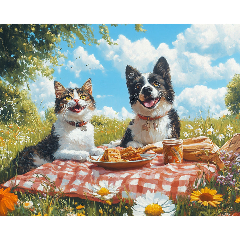 Cat And Dog Party Time Painting By Number 2