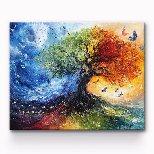 Fire and Ice World Tree Painting By Number 1