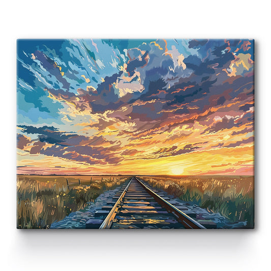 Railroad Tracks Fields  Painting By Number 1