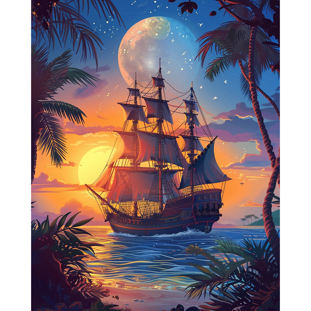 Sailboat Landscape Painting By Number 2