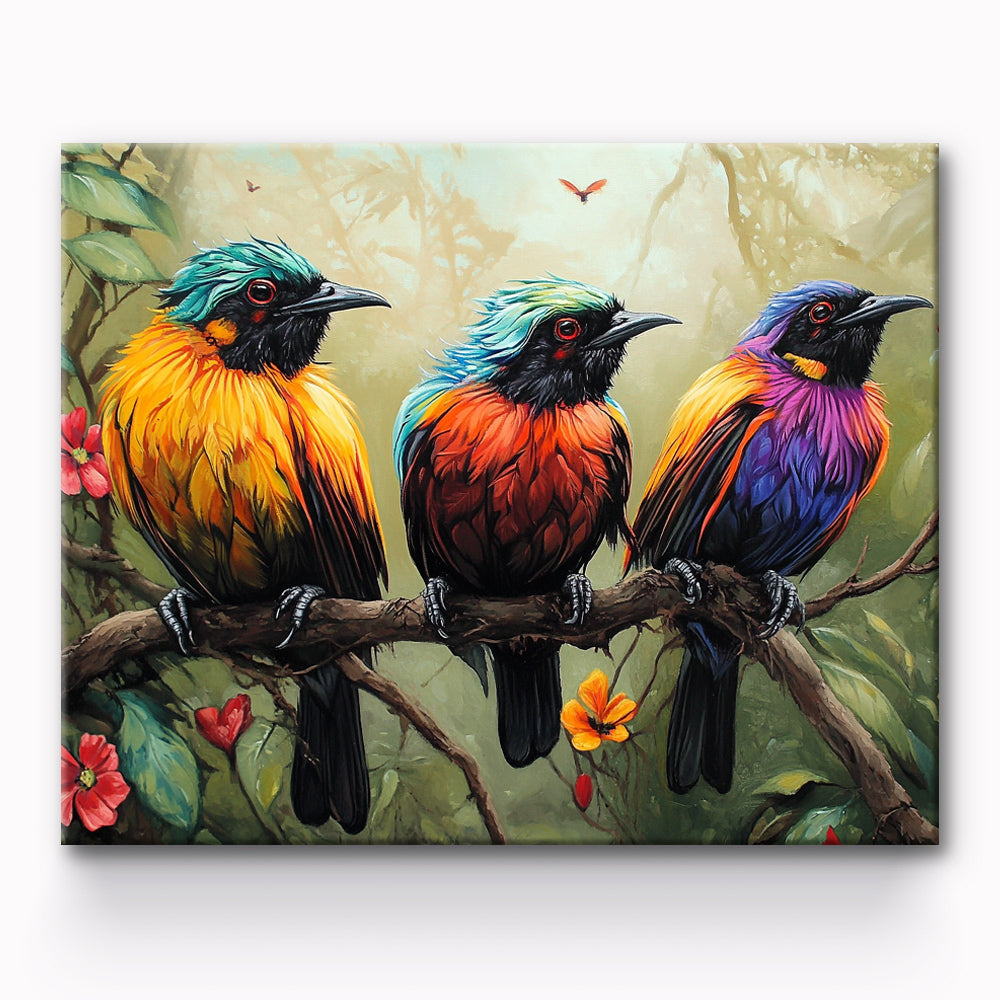 Three Bird Painting By Number 1