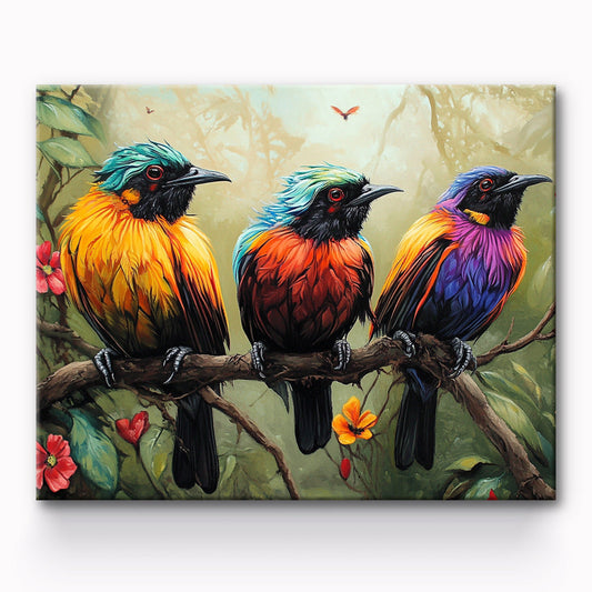 Three Bird Painting By Number 1