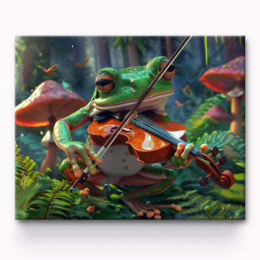 Frog Playing Fiddle Painting By Number 1