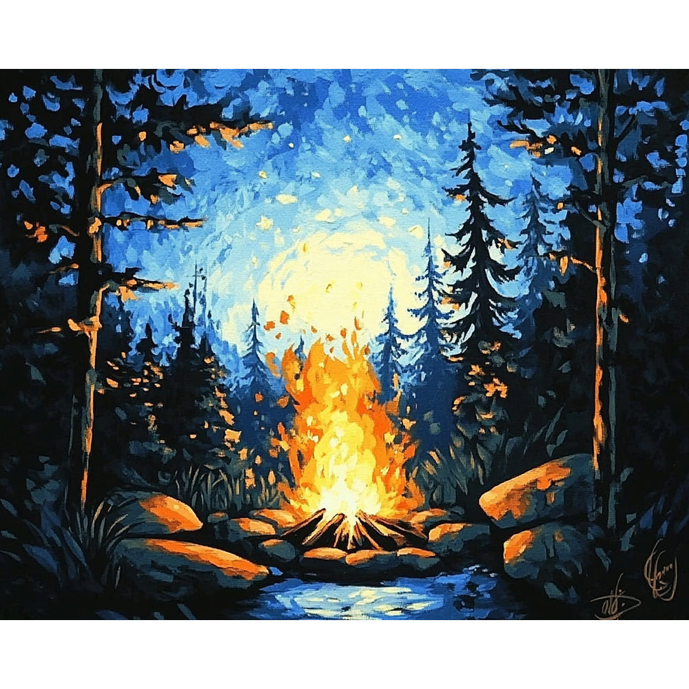 Campfire And Forest Painting By Number 2