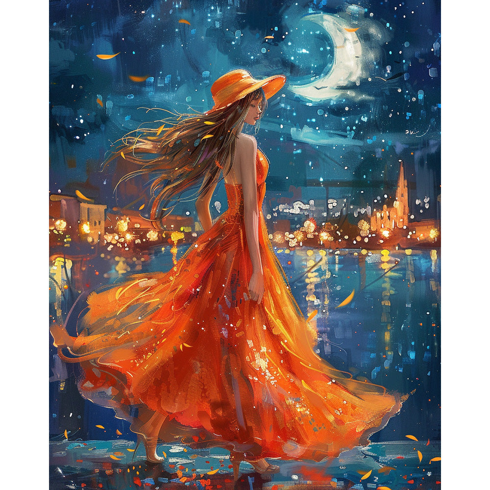 Girl in the Moon Painting By Number 2