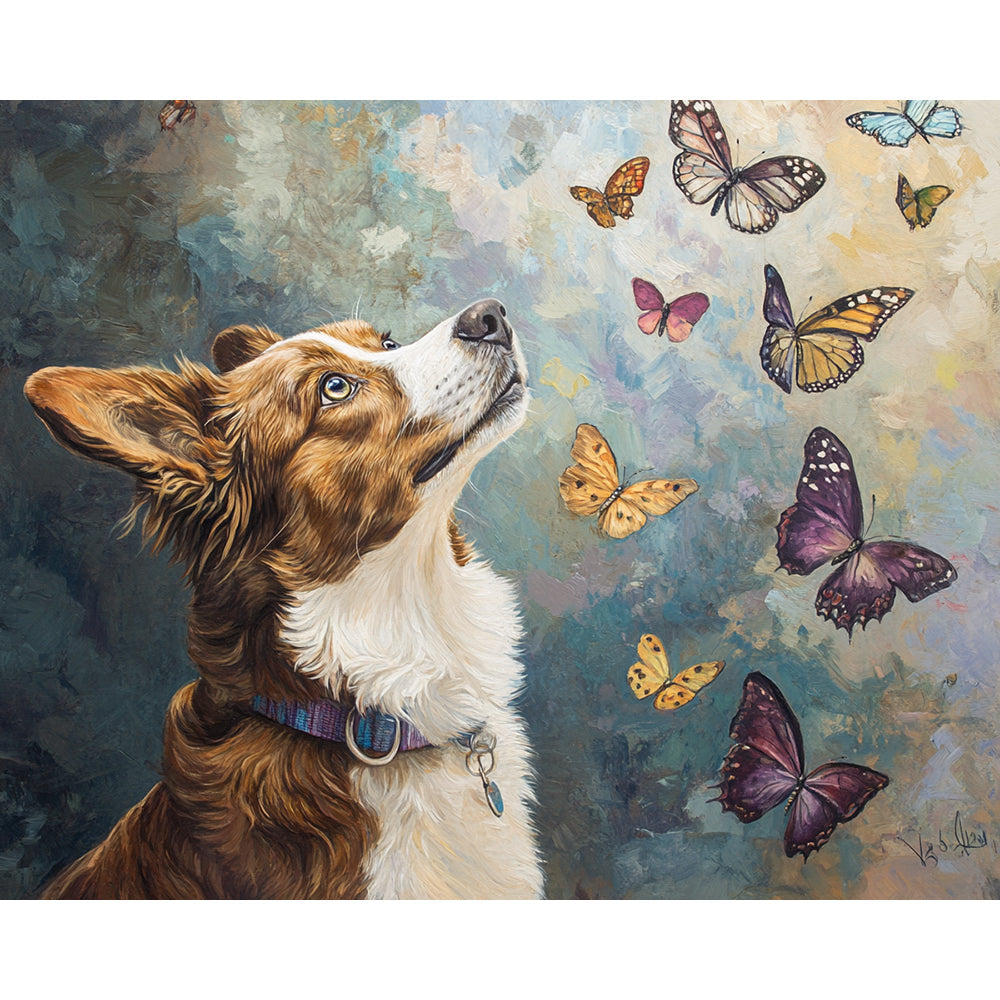 Butterfly And Dog Painting By Number 2