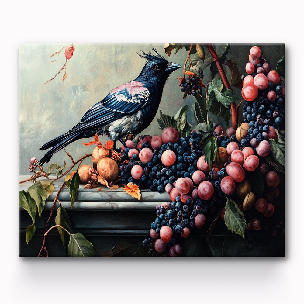 Bird Eating Fruit Painting By Number 1