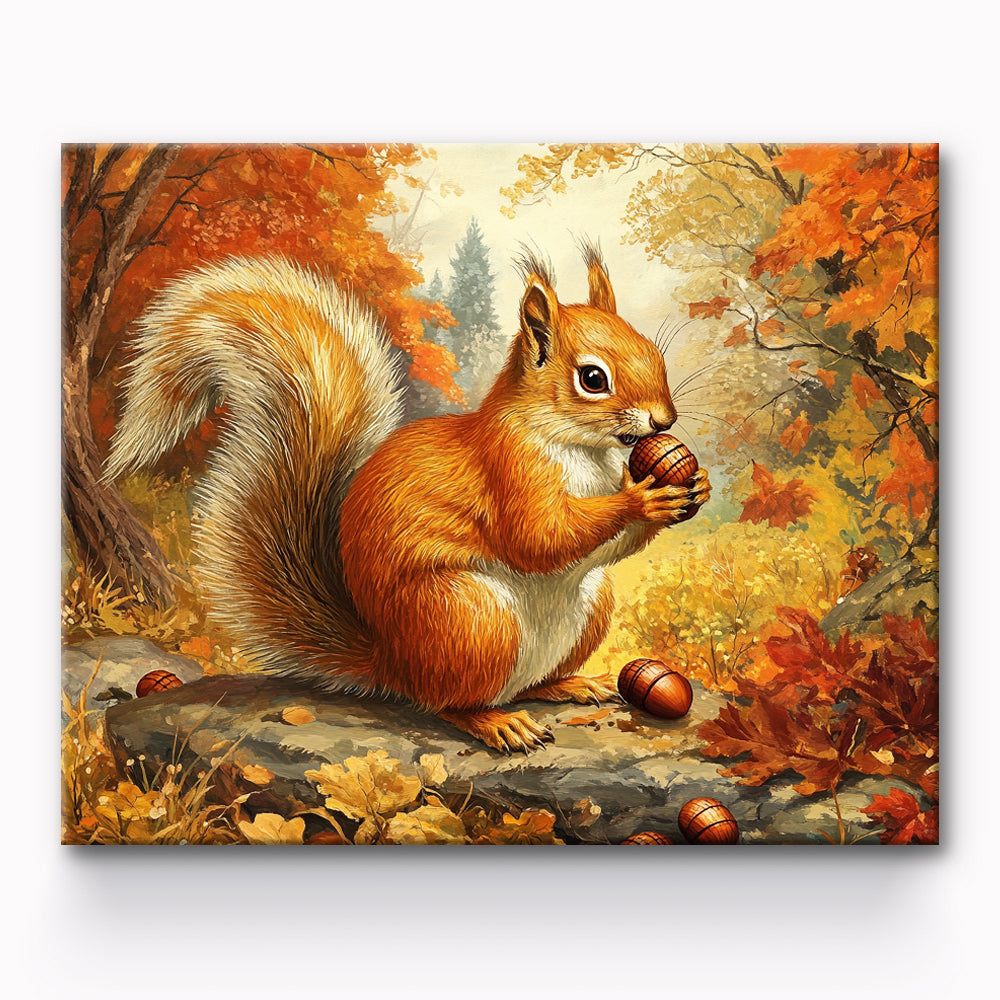 Squirrel Eating Pinecone Painting By Number 1
