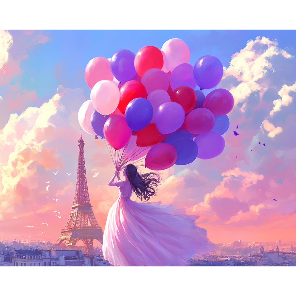 Paris Tower with Dream Girl Painting By Number 2