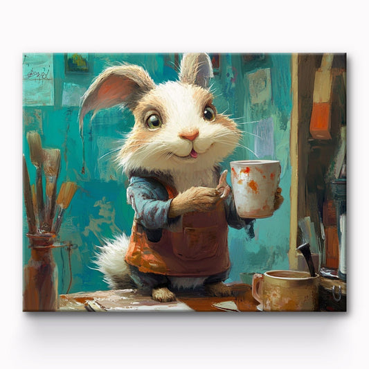 Rabbit Lifting Glass Painting By Number 1