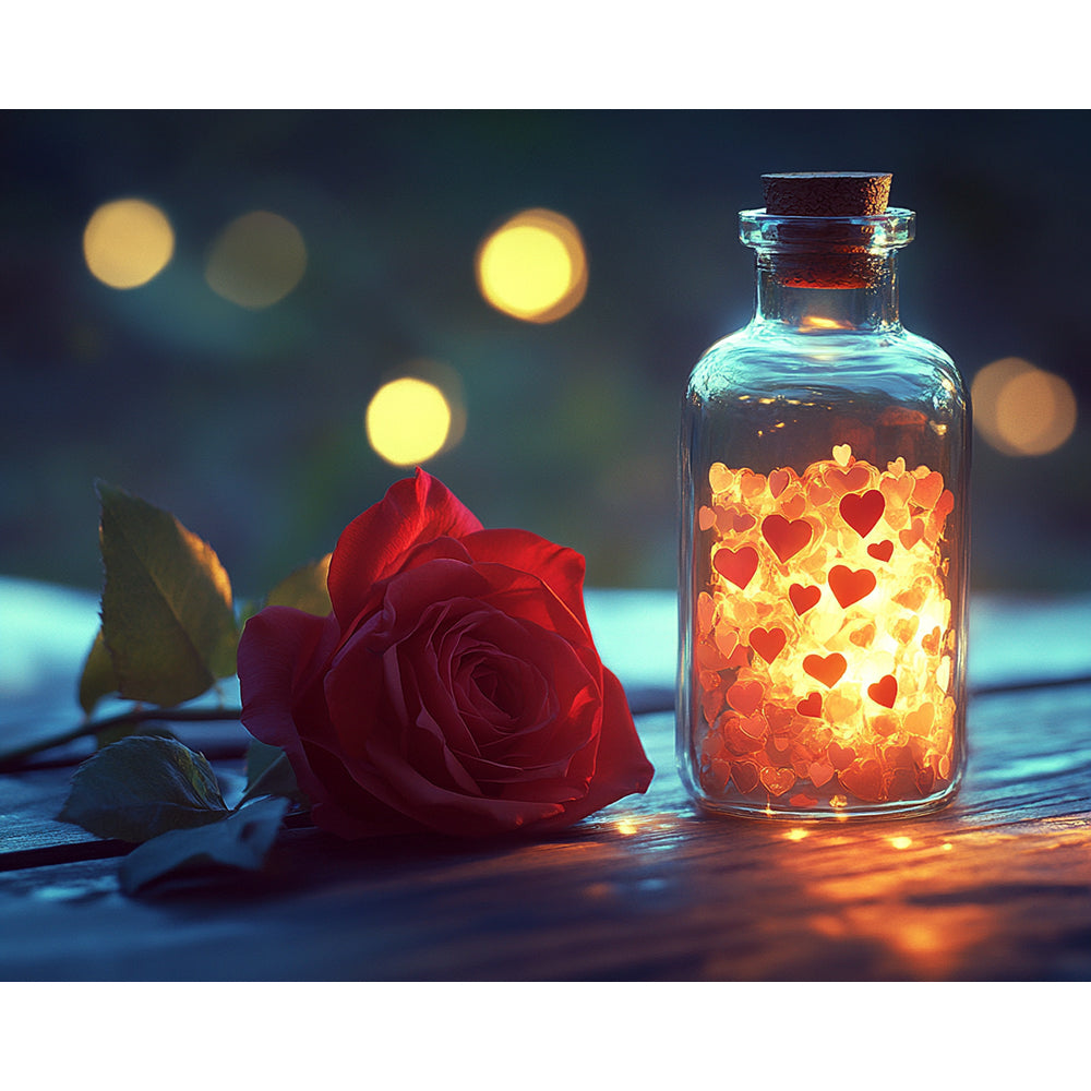 Roses And Bottle Of Love Painting By Number 2