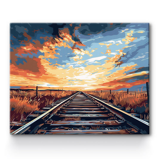 Railroad Tracks Fields  Painting By Number 1