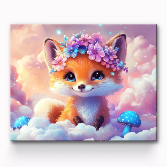 Cartoon Fox With Wreath Painting By Number 1