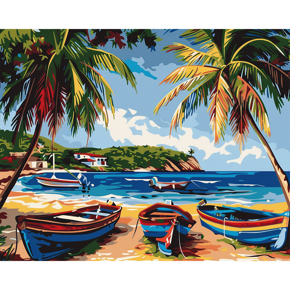 Beach And Boat Painting By Number 2