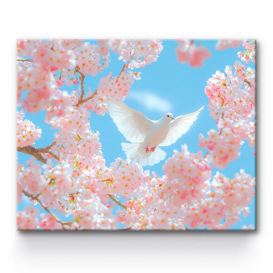 Peace Dove Pink Flower Painting By Number 1