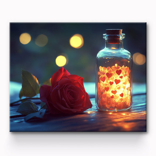 Roses And Bottle Of Love Painting By Number 1
