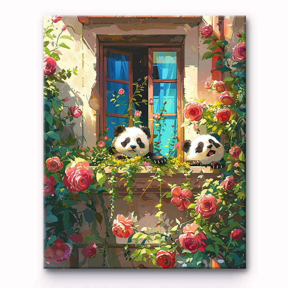 Panda Sunbathing In The Window Painting By Number 1