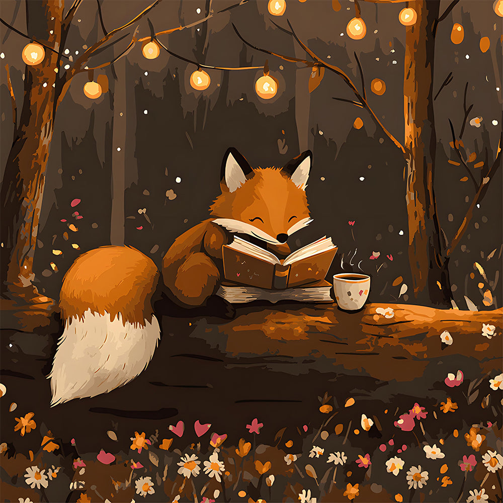 Fox Who Reads Books 30x30cm Painting By Number 2