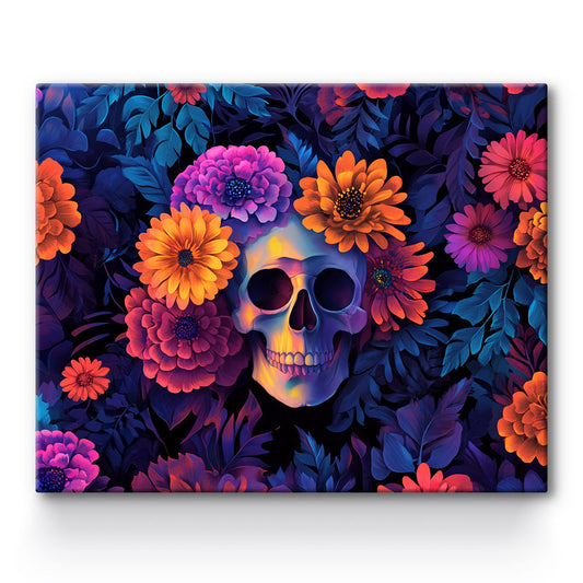 Skull in Flowers Painting By Number 1