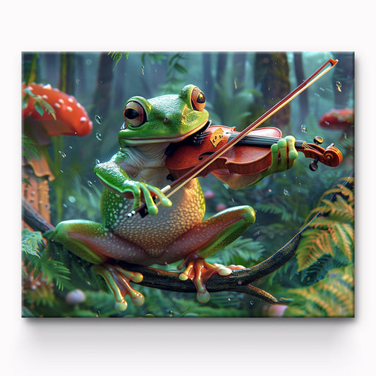 Frog Playing Fiddle Painting By Number 1